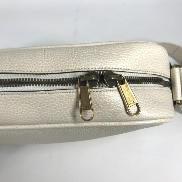 GUCCI Authentic White Leather Messenger Shoulder Bag - Picture 7 of 16